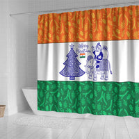 India Christmas Shower Curtain with Elephant Santa Tree Design and Tricolor Holiday Pattern - Wonder Print Shop