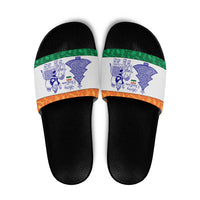 India Christmas Slide Sandals with Elephant Santa Tree Design and Tricolor Holiday Pattern - Wonder Print Shop