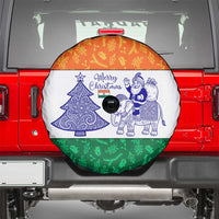 India Christmas Spare Tire Cover with Elephant Santa Tree Design and Tricolor Holiday Pattern - Wonder Print Shop