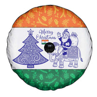 India Christmas Spare Tire Cover with Elephant Santa Tree Design and Tricolor Holiday Pattern - Wonder Print Shop