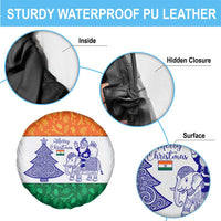 India Christmas Spare Tire Cover with Elephant Santa Tree Design and Tricolor Holiday Pattern - Wonder Print Shop