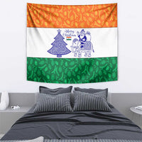 India Christmas Tapestry with Elephant Santa Tree Design and Tricolor Holiday Pattern - Wonder Print Shop