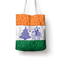 India Christmas Tote Bag with Elephant Santa Tree Design and Tricolor Holiday Pattern - Wonder Print Shop