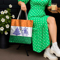 India Christmas Tote Bag with Elephant Santa Tree Design and Tricolor Holiday Pattern - Wonder Print Shop