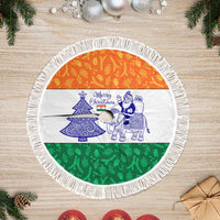India Christmas Tree Skirt with Elephant Santa Tree Design and Tricolor Holiday Pattern - Wonder Print Shop