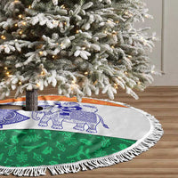 India Christmas Tree Skirt with Elephant Santa Tree Design and Tricolor Holiday Pattern - Wonder Print Shop