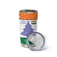 India Christmas Tumbler Cup with Elephant Santa Tree Design and Tricolor Holiday Pattern - Wonder Print Shop