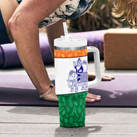 India Christmas Tumbler With Handle with Elephant Santa Tree Design and Tricolor Holiday Pattern - Wonder Print Shop