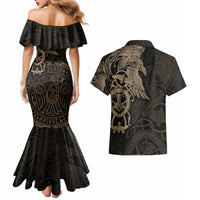 Viking Raven Couples Matching Mermaid Dress and Hawaiian Shirt Wisdom in Flight - Wonder Print Shop