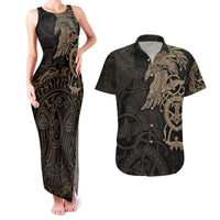 Viking Raven Couples Matching Tank Maxi Dress and Hawaiian Shirt Wisdom in Flight - Wonder Print Shop