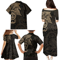 Viking Raven Family Matching Puletasi Dress and Hawaiian Shirt Wisdom in Flight - Wonder Print Shop