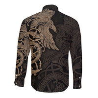 Viking Raven Long Sleeve Button Shirt Wisdom in Flight - Wonder Print Shop