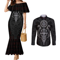 viking-valhalla-couples-matching-mermaid-dress-and-long-sleeve-button-shirts-odin-and-drakkar-pattern