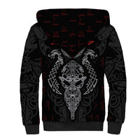 Viking Valhalla Sherpa Hoodie Odin and Drakkar Pattern - Wonder Print Shop