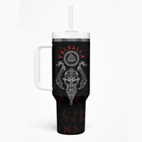 Viking Valhalla Tumbler With Handle Odin and Drakkar Pattern - Wonder Print Shop