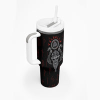 Viking Valhalla Tumbler With Handle Odin and Drakkar Pattern - Wonder Print Shop