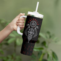 Viking Valhalla Tumbler With Handle Odin and Drakkar Pattern - Wonder Print Shop