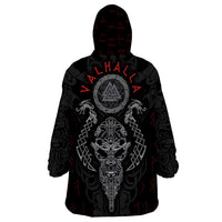 Viking Valhalla Wearable Blanket Hoodie Odin and Drakkar Pattern - Wonder Print Shop