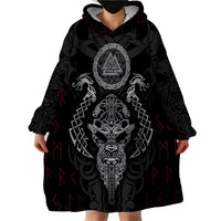 Viking Valhalla Wearable Blanket Hoodie Odin and Drakkar Pattern - Wonder Print Shop