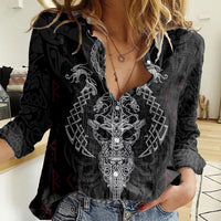 Viking Valhalla Women Casual Shirt Odin and Drakkar Pattern - Wonder Print Shop