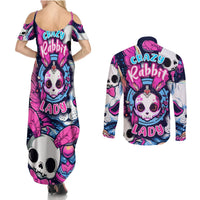 Crazy Rabbit Lady Couples Matching Summer Maxi Dress and Long Sleeve Button Shirts - Wonder Print Shop