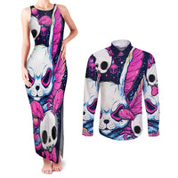 Crazy Rabbit Lady Couples Matching Tank Maxi Dress and Long Sleeve Button Shirts - Wonder Print Shop