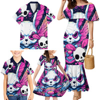 Crazy Rabbit Lady Family Matching Mermaid Dress and Hawaiian Shirt - Wonder Print Shop