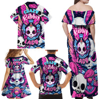 Crazy Rabbit Lady Family Matching Off Shoulder Maxi Dress and Hawaiian Shirt - Wonder Print Shop