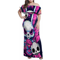 Crazy Rabbit Lady Family Matching Off Shoulder Maxi Dress and Hawaiian Shirt - Wonder Print Shop