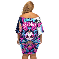 Crazy Rabbit Lady Family Matching Off Shoulder Short Dress and Hawaiian Shirt - Wonder Print Shop