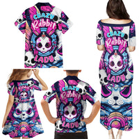 Crazy Rabbit Lady Family Matching Puletasi Dress and Hawaiian Shirt - Wonder Print Shop