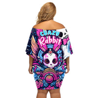 Crazy Rabbit Lady Off Shoulder Short Dress - Wonder Print Shop