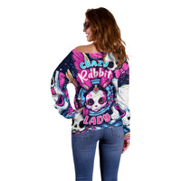Crazy Rabbit Lady Off Shoulder Sweater - Wonder Print Shop