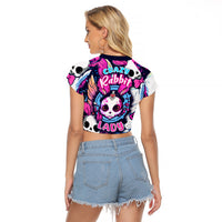 Crazy Rabbit Lady Raglan Cropped T Shirt - Wonder Print Shop