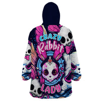Crazy Rabbit Lady Wearable Blanket Hoodie - Wonder Print Shop