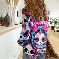 Crazy Rabbit Lady Women Casual Shirt - Wonder Print Shop