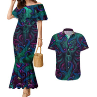 Spirit Of the Ocean Couples Matching Mermaid Dress and Hawaiian Shirt - Wonder Print Shop