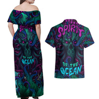 Spirit Of the Ocean Couples Matching Off Shoulder Maxi Dress and Hawaiian Shirt - Wonder Print Shop