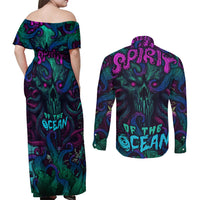 Spirit Of the Ocean Couples Matching Off Shoulder Maxi Dress and Long Sleeve Button Shirts - Wonder Print Shop