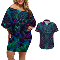 Spirit Of the Ocean Couples Matching Off Shoulder Short Dress and Hawaiian Shirt - Wonder Print Shop