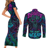 Spirit Of the Ocean Couples Matching Short Sleeve Bodycon Dress and Long Sleeve Button Shirts - Wonder Print Shop