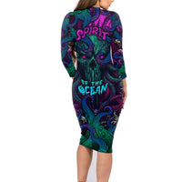 Spirit Of the Ocean Family Matching Long Sleeve Bodycon Dress and Hawaiian Shirt - Wonder Print Shop