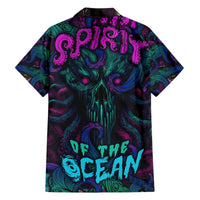 Multicolor Hawaiian button-up shirt with octopus and sea-creature graphic, short sleeves
