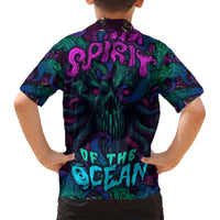 Kids multicolor Hawaiian shirt with sea-creature graphic on back, short sleeves