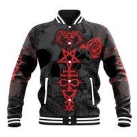 Skull Horror - Satan Symbol Grunge Baseball Jacket - Wonder Print Shop