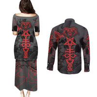 Skull Horror - Satan Symbol Grunge Couples Matching Puletasi Dress and Long Sleeve Button Shirts - Wonder Print Shop