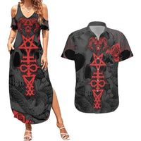 Skull Horror - Satan Symbol Grunge Couples Matching Summer Maxi Dress and Hawaiian Shirt - Wonder Print Shop
