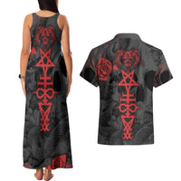 Skull Horror - Satan Symbol Grunge Couples Matching Tank Maxi Dress and Hawaiian Shirt - Wonder Print Shop