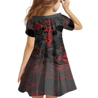 Skull Horror - Satan Symbol Grunge Family Matching Long Sleeve Bodycon Dress and Hawaiian Shirt - Wonder Print Shop