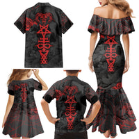Skull Horror - Satan Symbol Grunge Family Matching Mermaid Dress and Hawaiian Shirt - Wonder Print Shop